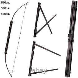 60 Black Folding Recurve Bow Takedown Longbow Hunting Training Archery Practice