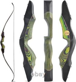 60'' Recurve Bow 25-60lbs Carbon Arrow Case Quiver Set Wooden Riser Archery Hunt
