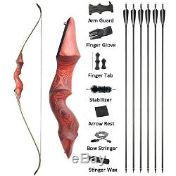 60 Recurve Bow Set 34 Carbon Arrows Archery Hunting Target Shooting 30-60lbs