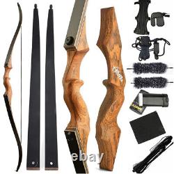 60 Recurve Bow Takedown Wooden Riser 20-60lb Archery Bamboo Limbs American Hunt