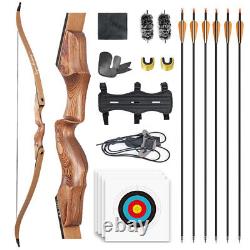 60 Takedown Recurve Bow 30-50lbs Archery Target Shoot Hunting Bow&Arrow Set