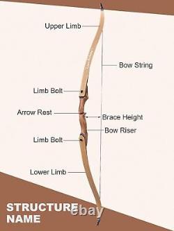 60 Takedown Recurve Bow 30-50lbs Archery Target Shoot Hunting Bow&Arrow Set