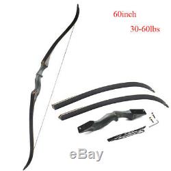 60 Takedown Recurve Bow Archery Right Hand Arrow Rest Shoot Hunting 30-60lbs