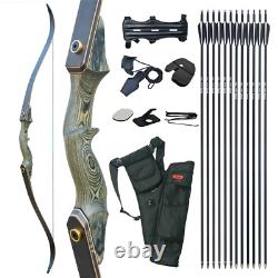 60 Takedown Recurve Bow Arrows Wooden Archery Hunting Target Practice 50lbs