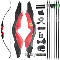 60 Takedown Recurve Bow Set Carbon Arrows 25-60lb Wooden Archery Hunting Target