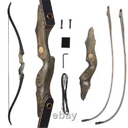 60 Wooden Riser Archery Recurve Bow Right / Left Hand Hunting Target 25-50lbs