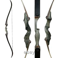 60 in Archery Takedown Recurve Bow 25-50lbs Wooden Riser & Arrow & Bag Hunting