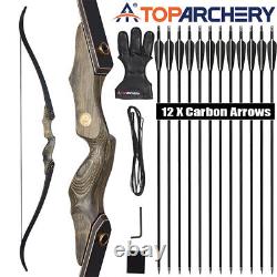 60 in Archery Wooden Takedown Recurve Bow +Arrows + Finger guard Hunting Target