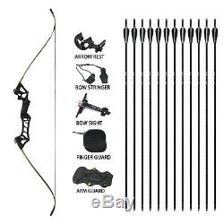 60LBS Archery Recurve Bow Sets 57 Takedown Hunting Right Hand & Carbon Arrows