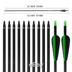 60lbs Archery Recurve Bow Set Takedown Hunting Target 12X Fiberglass Arrows USA