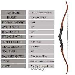 62 Archery ILF Recurve Bow Right Handed Hunting Bow Outdoor Shooting 25-60lbs