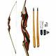 62'' Longbow Takedown 25-55lbs RH Archery Traditional Wooden Hunting Recurve Bow