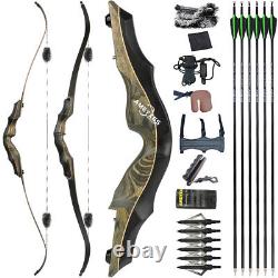 62 Takedown Recurve Bow 20-60lbs Limbs Archery American Hunting Target Shooting