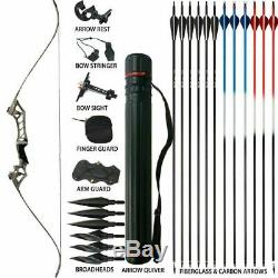 65lb Archery Takedown Recurve Bow Kit 57 Right Hand Adult Shooting Hunting