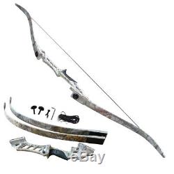 65lbs Archery Recurve Bow Set Takedown Hunting Target 12X Fiberglass Arrows USA