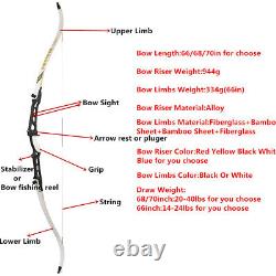 66 68 70 Recurve Bow Arrow Kit Takedown 14-40lb Archery Target Hunting Shoot
