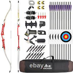 66 68 70 Recurve Bow Arrows Set 14-40lbs Alloy Riser Archery Hunting Target