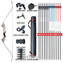 70lb Archery 57 Takedown Recurve Bow Kit Arrows Hunting Set Right Hand Adult