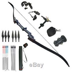 70lbs Archery Recurve Bows Arrows Takedown Hunting Set Right Handed Adult Sports