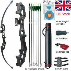 Archery 30lb/40lb Takedown Recurve Bow Set RH Longbow Hunting Target Shoting
