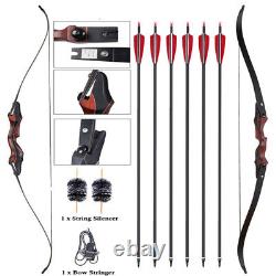 Archery 58 Recurve Bow 15 Riser & 6x Arrows Hunting Target Practice 20-50lbs