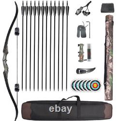 Archery 60 Takedown Recurve Bow & 12x Arrow Hunting set WOOD RISER Bow 25-50lbs