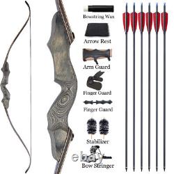 Archery 60 Takedown Recurve Bow & Arrow for Right Hand Hunting Target 30-50lbs