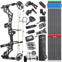 Archery Compound Bow 30-70lbs Adjustable 320fps Carbon Arrows Set Hunting Target