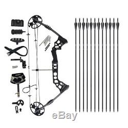 Archery Compound Bows Sets 20-70 lbs Right Hand 12 Carbon Arrows Hunting Kits HE