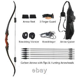 Archery Takedown Hunting Recurve Bow & Carbon Arrows with Arrowheads Quiver Set