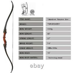 Archery Takedown Hunting Recurve Bow & Carbon Arrows with Arrowheads Quiver Set