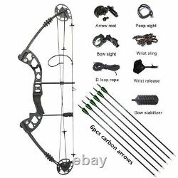 Compound Bow Carbon Arrow Set 30-55lbs Adjustable Archery Sight Hunting Shooting
