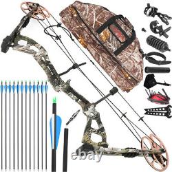 Compound Bow Carbon Arrows Set 0-70lbs Adjustable Let Off 80% Archery Hunting