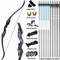 D&Q 40lb 54 Archery Takedown Recurve Bow Kit 12x Arrows Adult Right Hand Sport