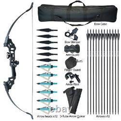 D&Q 51 Archery Takedown Recurve Bow Kit Hunting Bow Arrows Adult Practice 50lbs