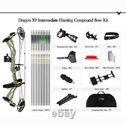 Dragon X9 Hunting Compound Bow Kit 0-70lbs Carbon Arrows Adult Archery Package