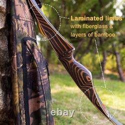 Handmade Wooden Longbow Traditional Archery Recurve Bow 20-70lb Hunting & Target
