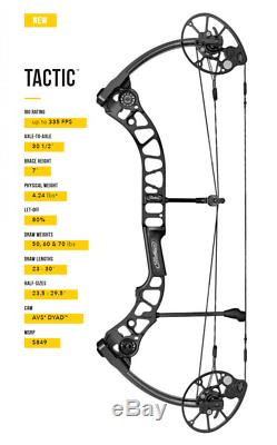 Mathews Tactic 60# to 70# RH 28, 28½, 29 Compound Hunting Bow Black Carbon