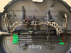 Mathews vertix compound bow with cases, arrows and target block