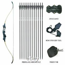 New 50lb Right Hand Takedown Archery Recurve Bow Kit Hunting Arrows Set Adult