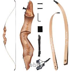 Recurve Bow 60'' Wooden Takedown Bow Arrow Set 30-50Lbs Limbs Archery Hunting