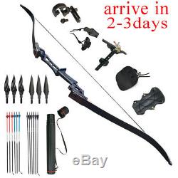 Recurve Bow Set Takedown Archery Hunting Right Handed 56 Arrows Points UK Ship