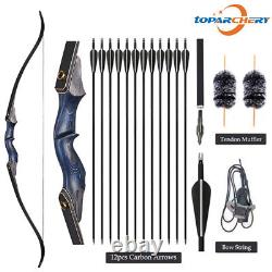 TOPARCHERY 60 Archery Takedown Recurve Bow RH 25-50lbs Wooden Bow&Arrow Set