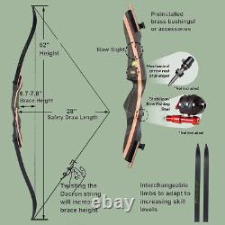 TOPARCHERY Wooden Riser Takedown Recurve Bow 62 for Hunting & Target Practice