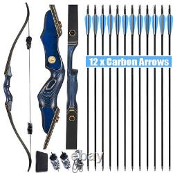 Toparchery Hunting 60 Archery Takedown Recurve Bow Wooden Riser + 12pcs Arrows