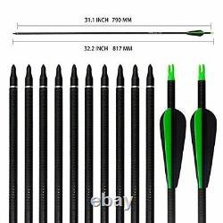 UK 40lbs 60in black hunter Takedown recurve bow 12pcs carbon arrow set hunting