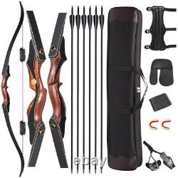 Wooden Riser 60 Archery Hunting Takedown Recurve Bow and Arrow, Bow Case Set